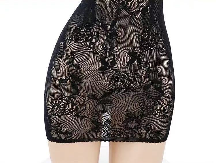 Rose Jacquard Cut-Out Mesh Dress