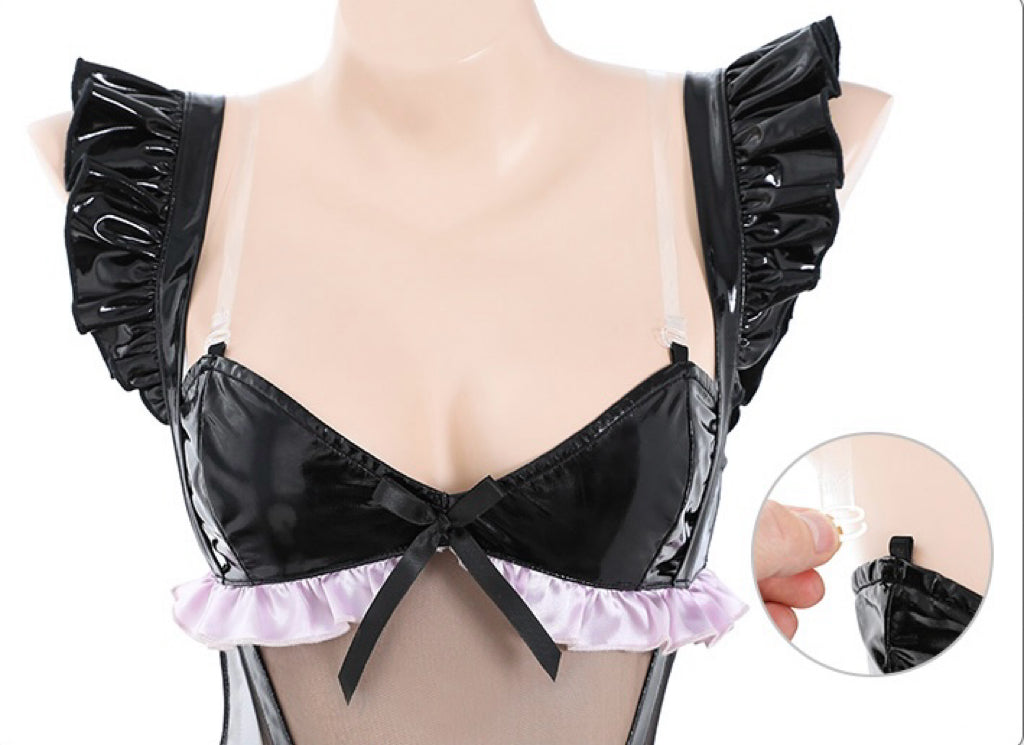 Lace Hollow Transparent PVC Catwoman Cosplay Set