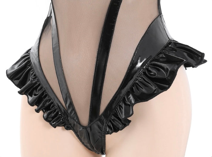 Lace Hollow Transparent PVC Catwoman Cosplay Set