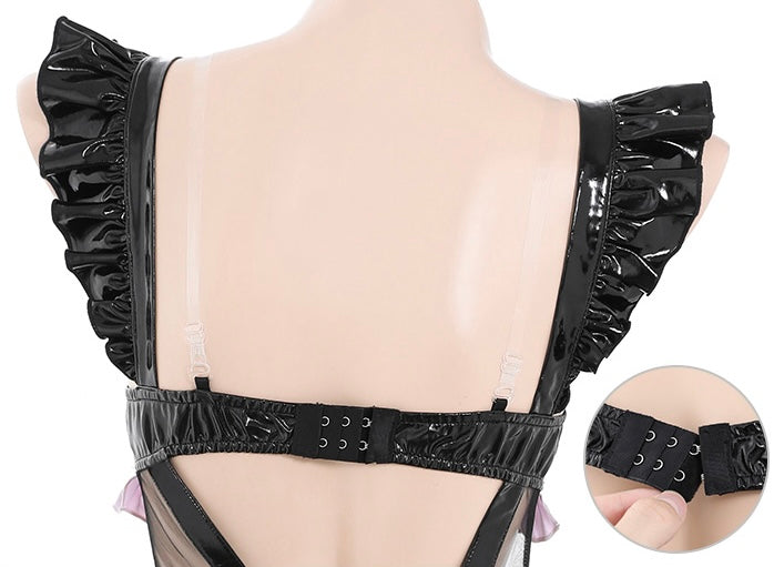 Lace Hollow Transparent PVC Catwoman Cosplay Set