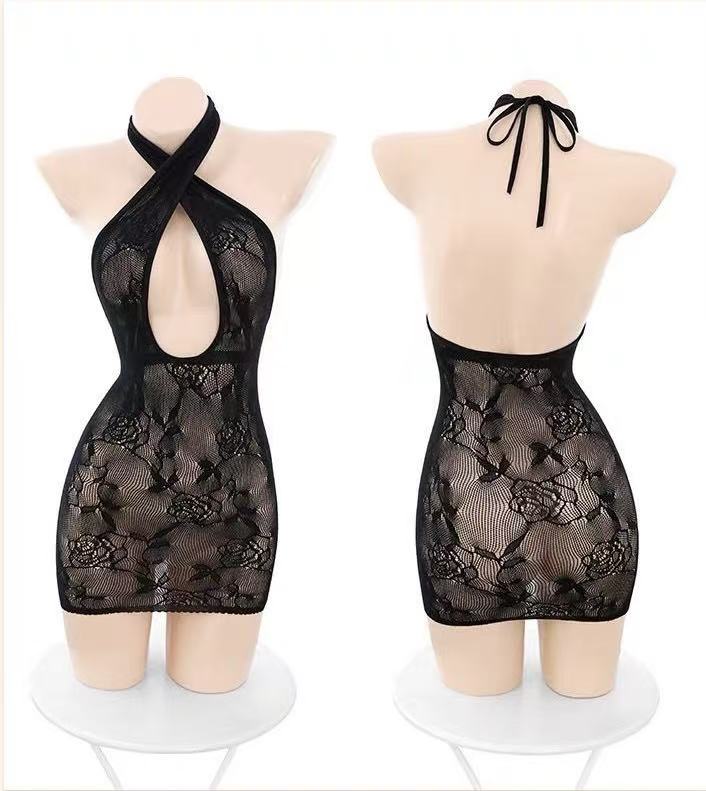 Rose Jacquard Cut-Out Mesh Dress