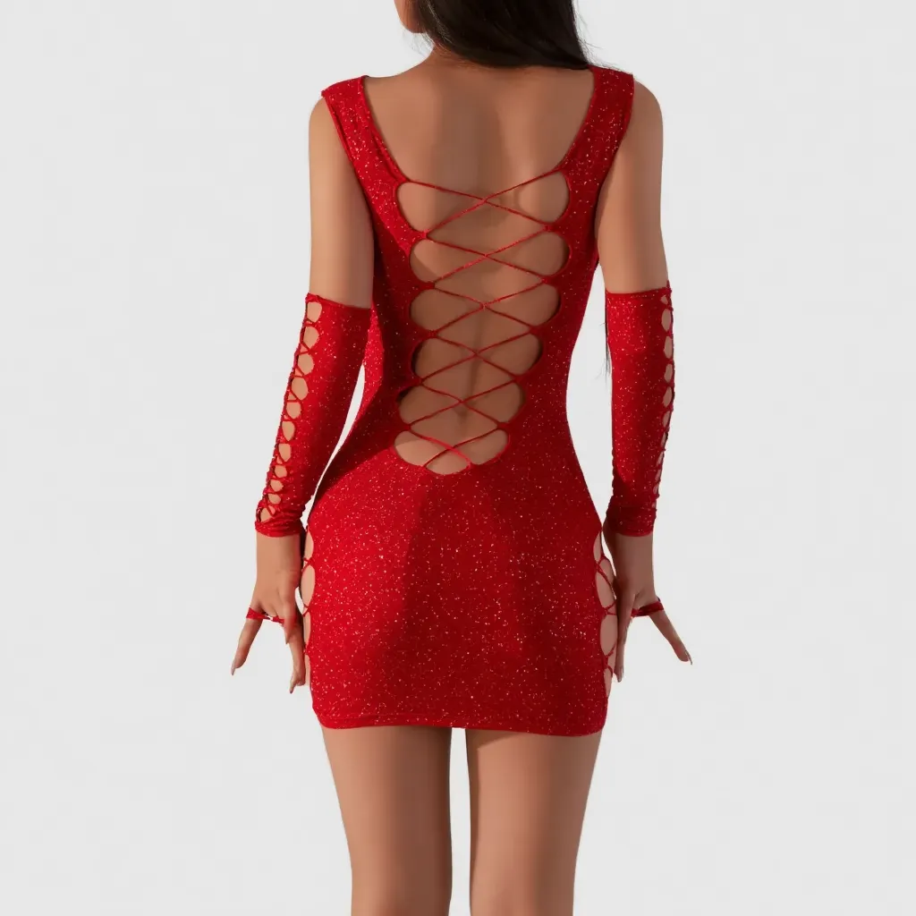 Crimson Desire Lace Dress