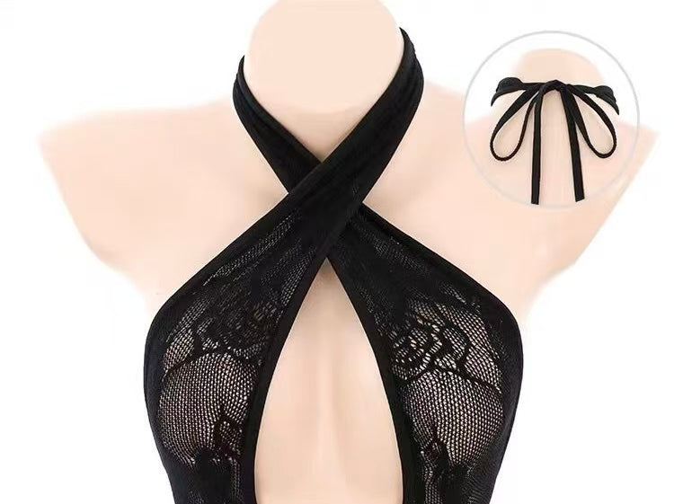 Rose Jacquard Cut-Out Mesh Dress